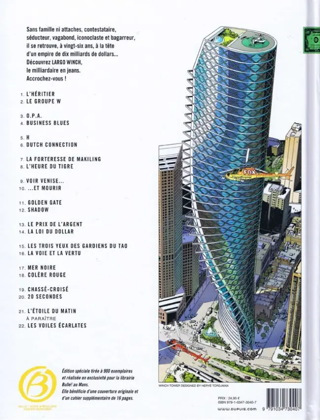 Verso de l'album Largo Winch Tome 21 L'Étoile du matin