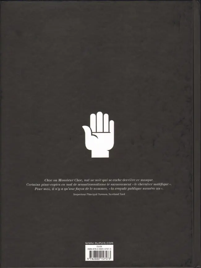 Verso de l'album Choc - Les fantômes de Knightgrave Première partie