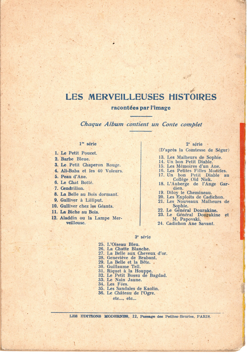 Verso de l'album Les merveilleuses histoires racontées par l'image 3 Le petit chaperon rouge