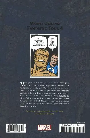 Verso de l'album Marvel Origines N° 9 Fantastic Four 4 (1963)