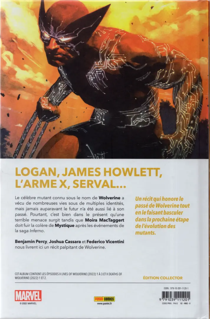 Verso de l'album X lives / X deaths of Wolverine Volume 1/2