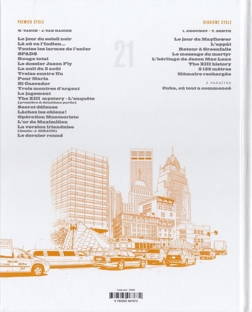 Verso de l'album XIII Tome 21 L'appât