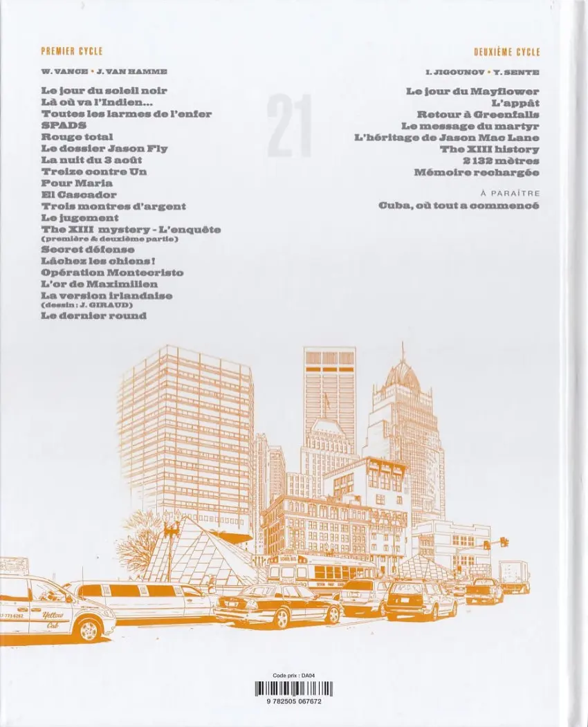 Verso de l'album XIII Tome 21 L'appât
