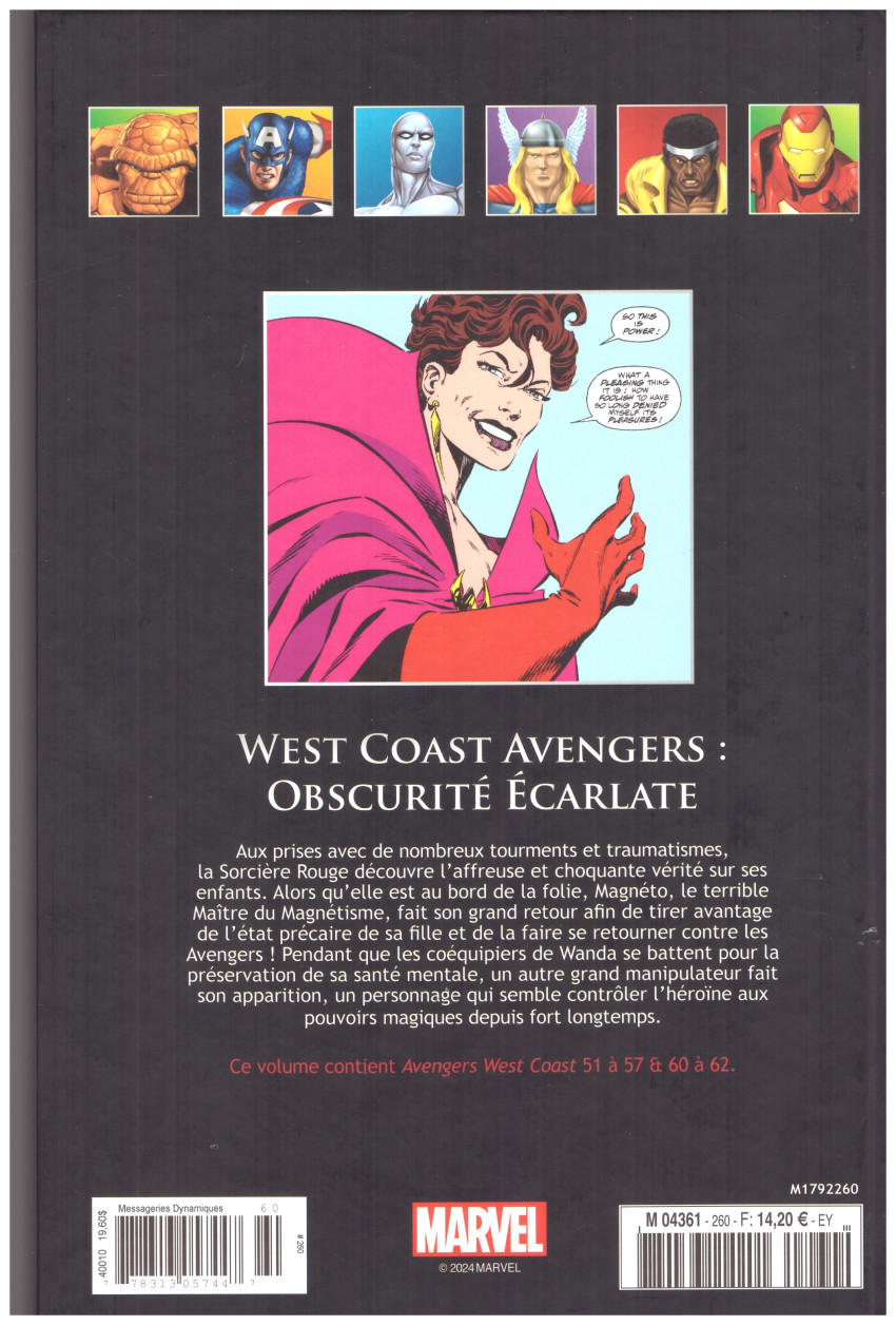 Verso de l'album Marvel Comics - La collection de référence Tome 260 West Coast Avengers - Obscurité Écarlate