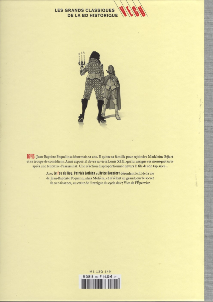 Verso de l'album Les grands Classiques de la BD Historique Vécu - La Collection Tome 141 Le fou du Roy - Tome V : Le Masque et la plume