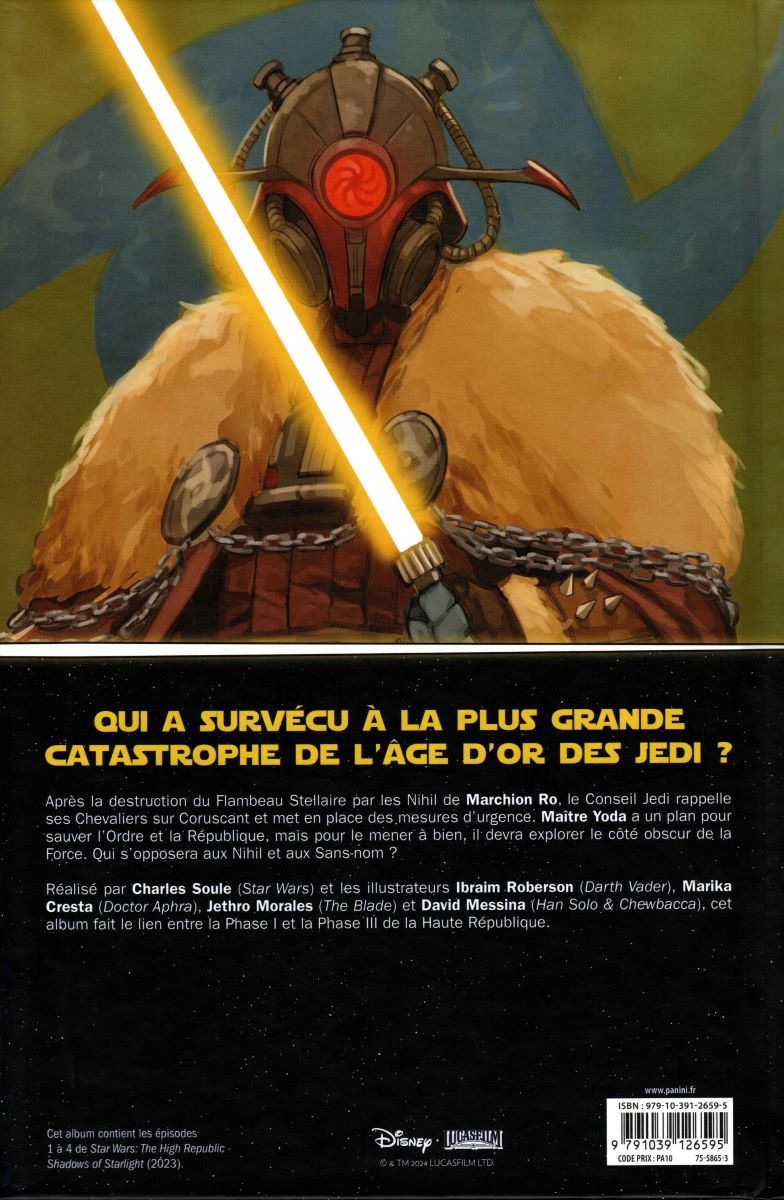 Verso de l'album Star Wars : La Haute République - Les ombres du flambeau