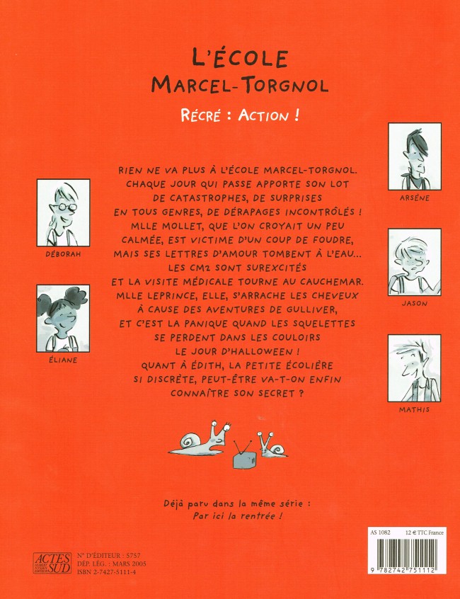 Verso de l'album L'École Marcel-Torgnol Tome 2 Récré : action !