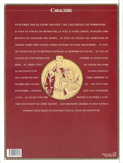 Verso de l'album Fox Tome 1 Le Livre Maudit