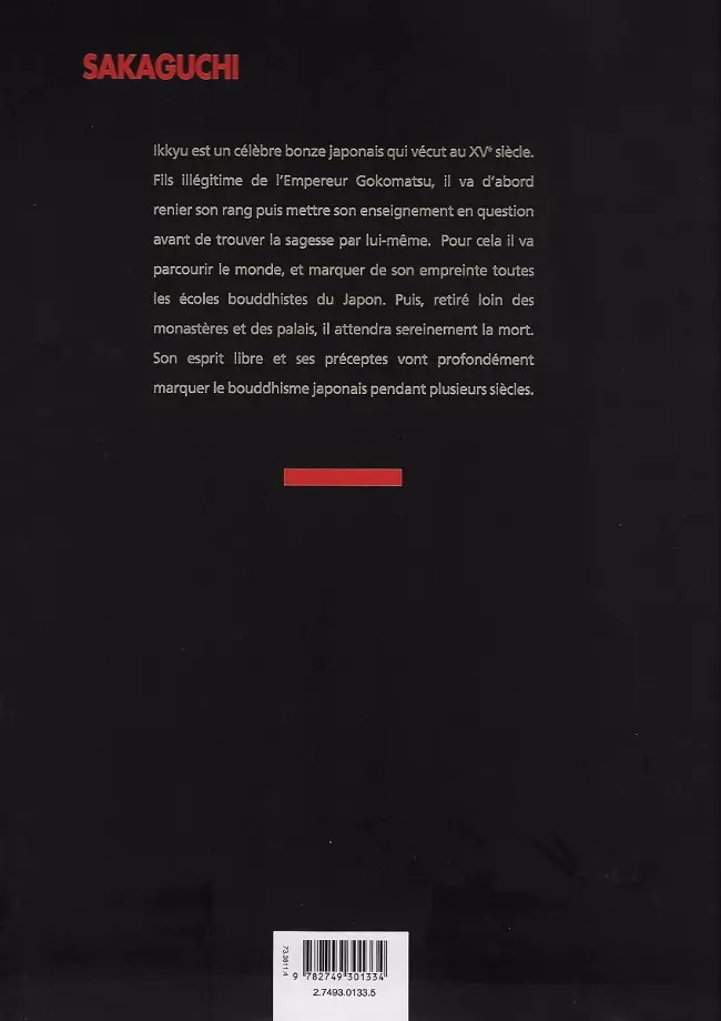 Verso de l'album Ikkyu Vents d'Ouest Tome 4