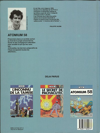 Verso de l'album L'Inconnu de la Tamise Tome 3 Atomium 58