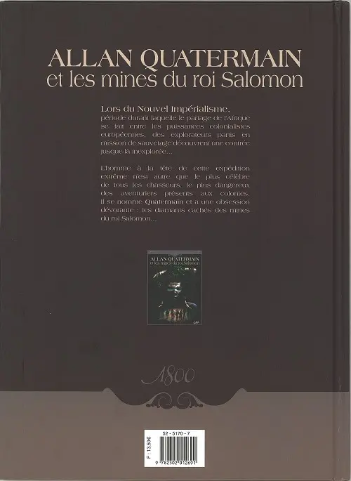 Verso de l'album Allan Quatermain et les mines du Roi Salomon Tome 1 L'Équipée Sauvage