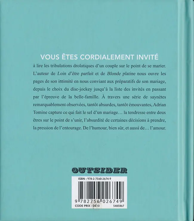 Verso de l'album Scènes d'un mariage imminent