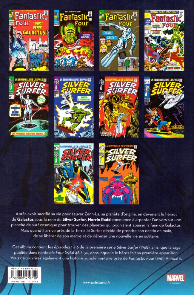 Verso de l'album Silver Surfer - L'intégrale Tome 1 1966-1969