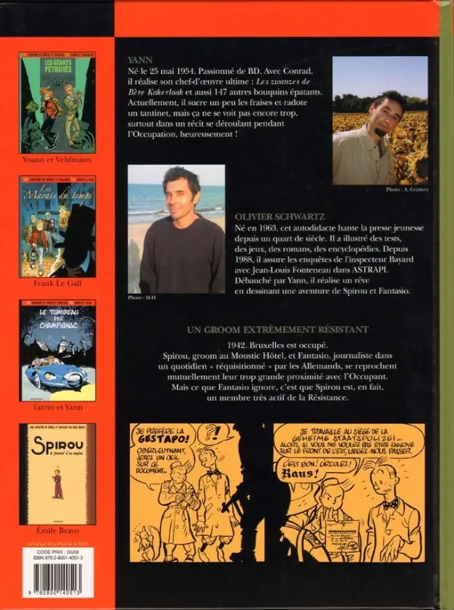 Verso de l'album Spirou et Fantasio - Une aventure de... / Le Spirou de... Tome 5 Le groom vert-de-gris