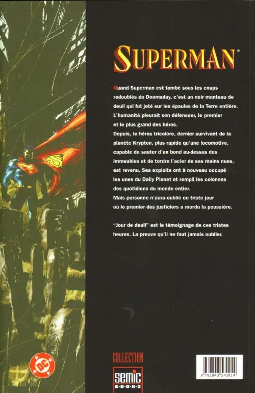Verso de l'album Superman - Jour de deuil Jour de deuil