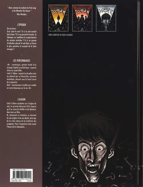 Verso de l'album Le Testament du Docteur M Tome 3 L'Origine du mal