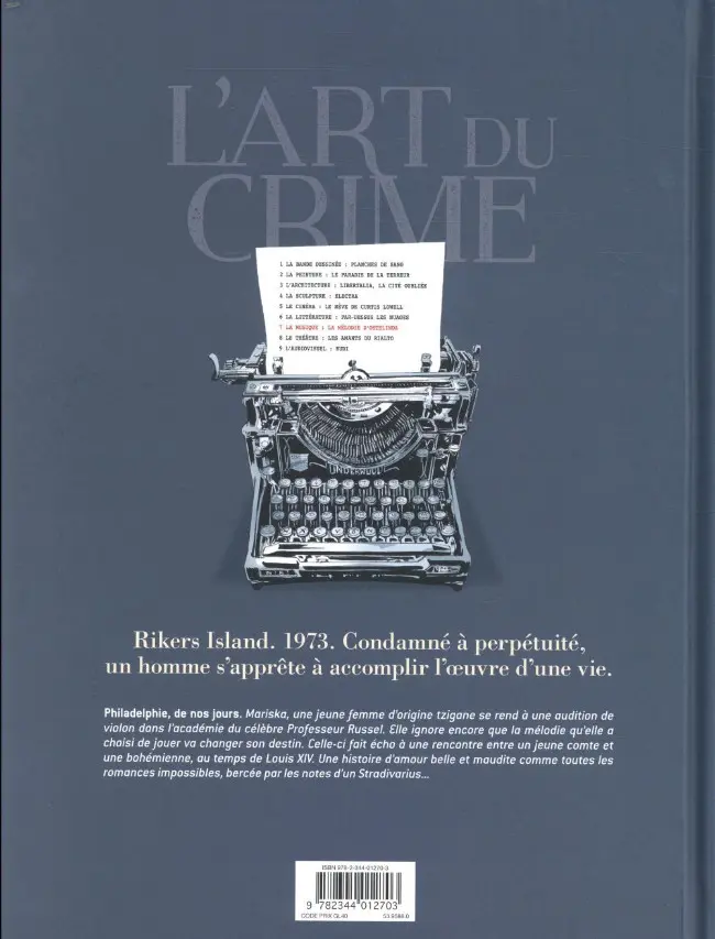 Verso de l'album L'Art du crime Tome 7 La Mélodie d'Ostelinda