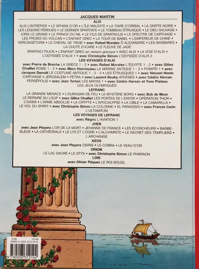 Verso de l'album Alix Tome 1 Alex l'intrépide