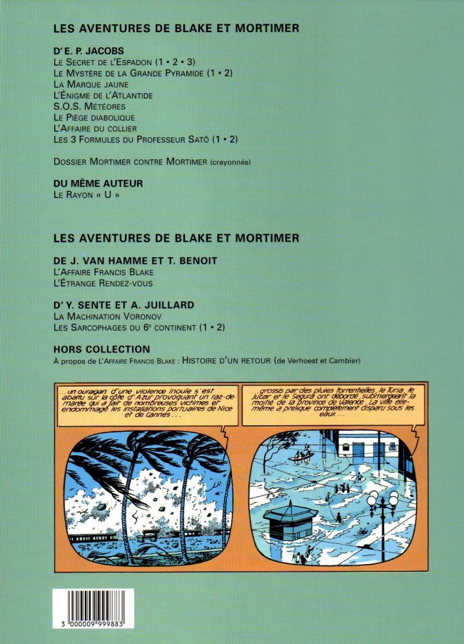 Verso de l'album Blake et Mortimer Tome 8 S.O.S météores