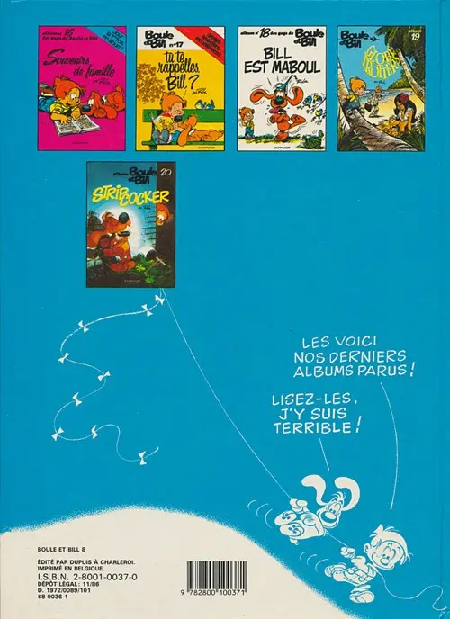 Verso de l'album Boule & Bill Tome 8 Papa, Maman, Boule... ...et Moi ! et Nous !