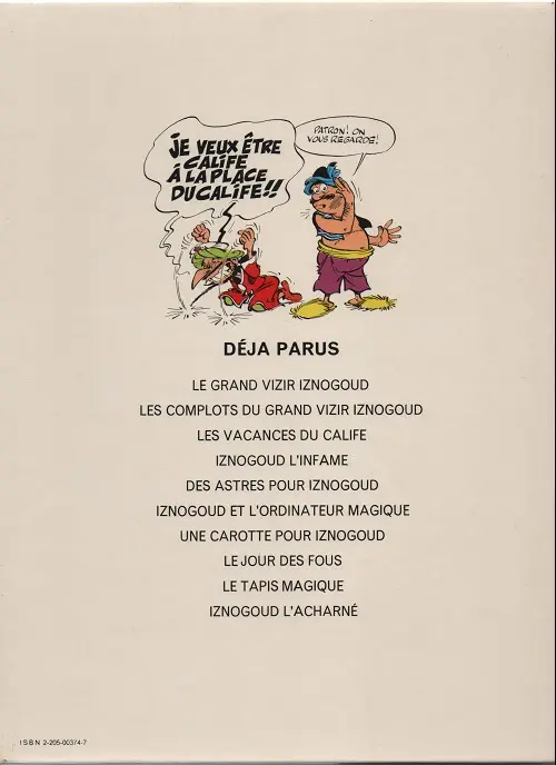Verso de l'album Iznogoud Tome 4 Iznogoud l'infâme