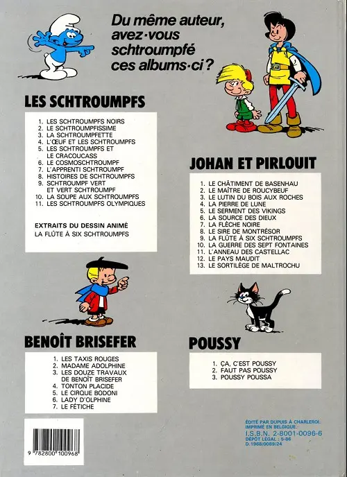 Verso de l'album Johan et Pirlouit Tome 2 Le maitre de Roucybeuf