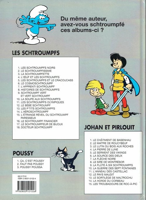 Verso de l'album Johan et Pirlouit Tome 8 Le sire de Montrésor