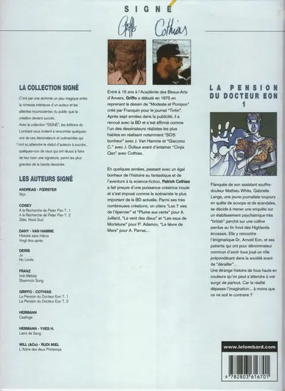 Verso de l'album La Pension du docteur Eon Tome 1