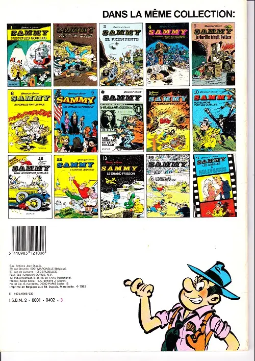 Verso de l'album Sammy Tome 4 Les gorilles marquent des poings et Gorilles et spaghetti
