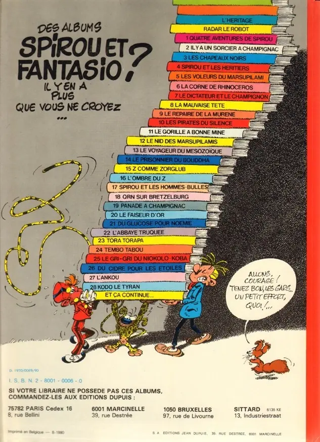 Verso de l'album Spirou et Fantasio Tome 4 Spirou et les héritiers