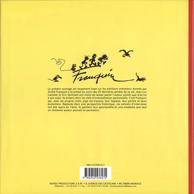 Verso de l'album Le monde de Franquin Catalogue de l'exposition