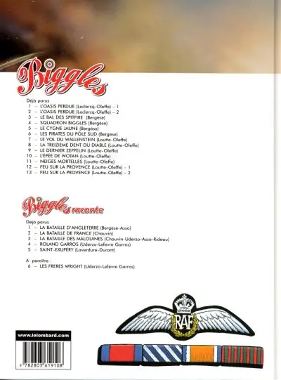 Verso de l'album Biggles Tome 20 Feu sur la Provence 2