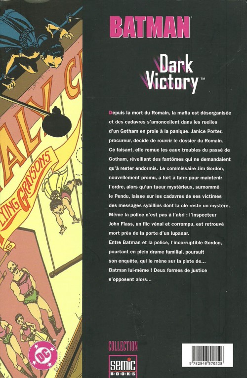 Verso de l'album Batman : Dark Victory Tome 3 Dark Victory 3