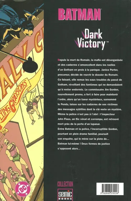 Verso de l'album Batman : Dark Victory 3