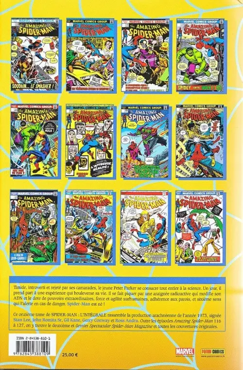 Verso de l'album Spider-Man - L'Intégrale Tome 11 1973