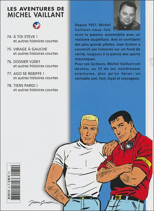 Verso de l'album Michel Vaillant La Collection Tome 74 À toi Steve ! et autres histoires courtes