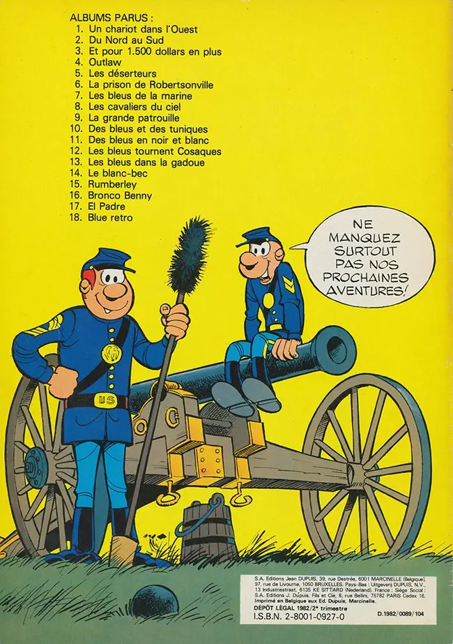 Verso de l'album Les Tuniques Bleues Tome 19 Le David