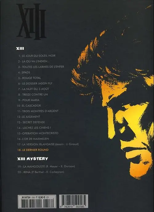 Verso de l'album XIII Tome 18 Le dernier round