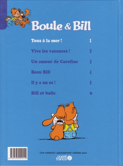 Verso de l'album Boule et Bill Ouest France Tome 1 Tous à la mer !