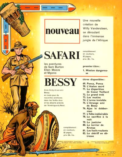 Verso de l'album Safari Tome 14 La panthère noire