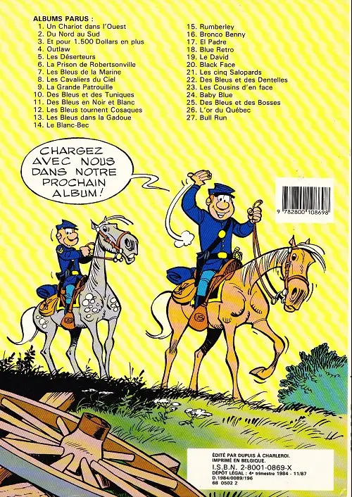 Verso de l'album Les Tuniques Bleues Tome 11 Des bleus en noir et blanc