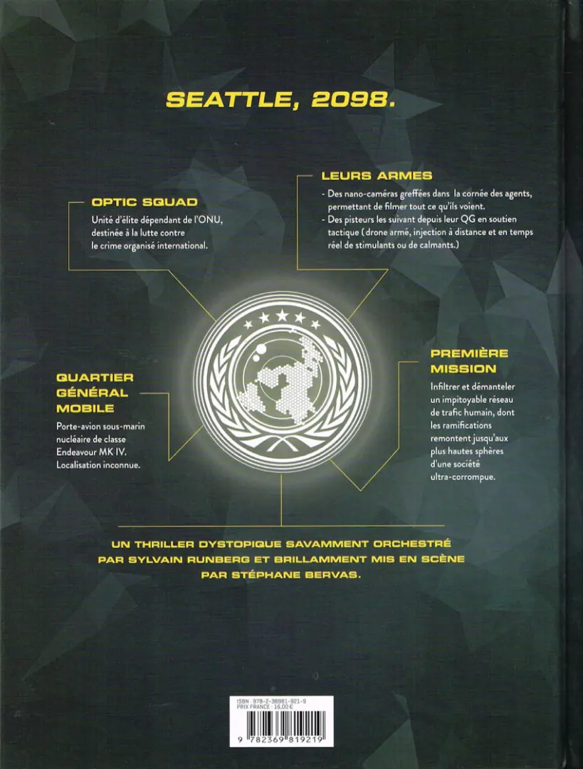 Verso de l'album Optic Squad Tome 1 Mission Seattle