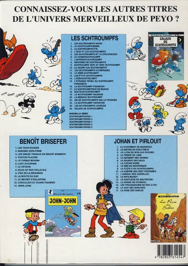 Verso de l'album Les Schtroumpfs Tome 16 Le schtroumpf financier
