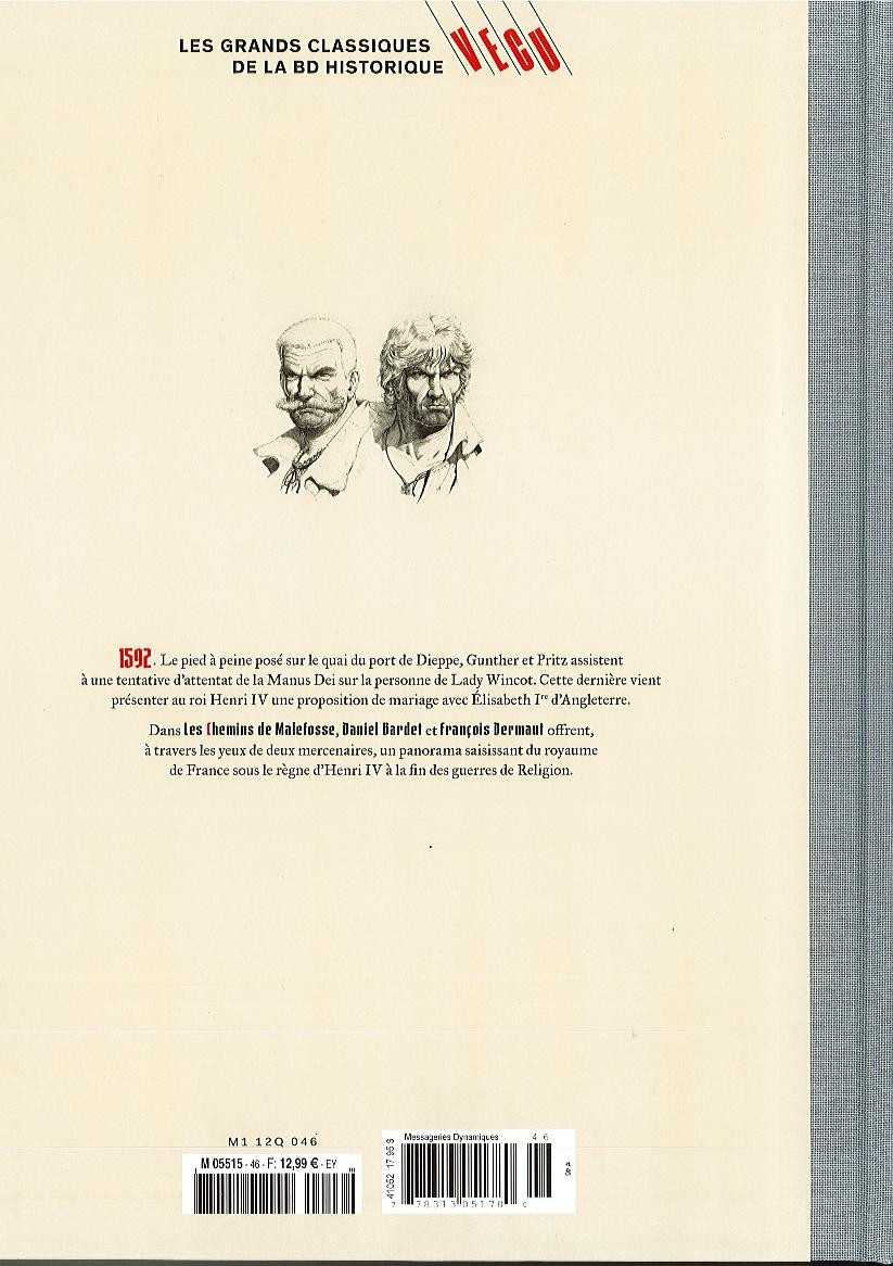 Verso de l'album Les grands Classiques de la BD Historique Vécu - La Collection Tome 47 Les Chemins de Malefosse - Tome X : La Main gauche de Dieu