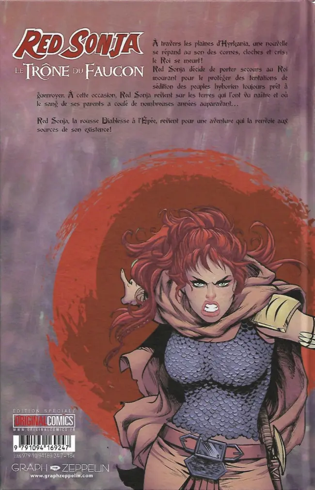 Verso de l'album Red Sonja : Le Trône du Faucon