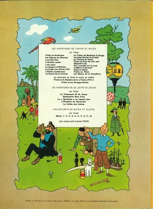 Verso de l'album Tintin Tome 21 Les bijoux de la Castafiore