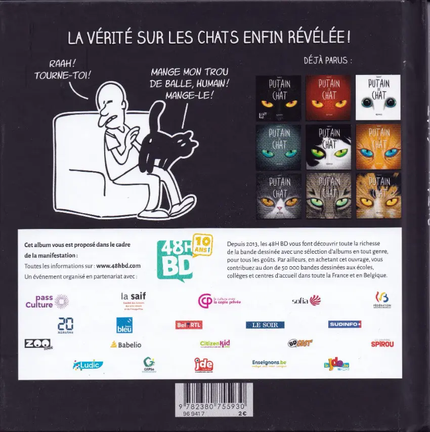 Verso de l'album Putain de chat I