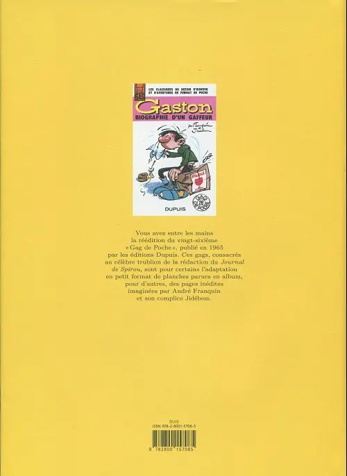 Verso de l'album Gaston Biographie d'un gaffeur