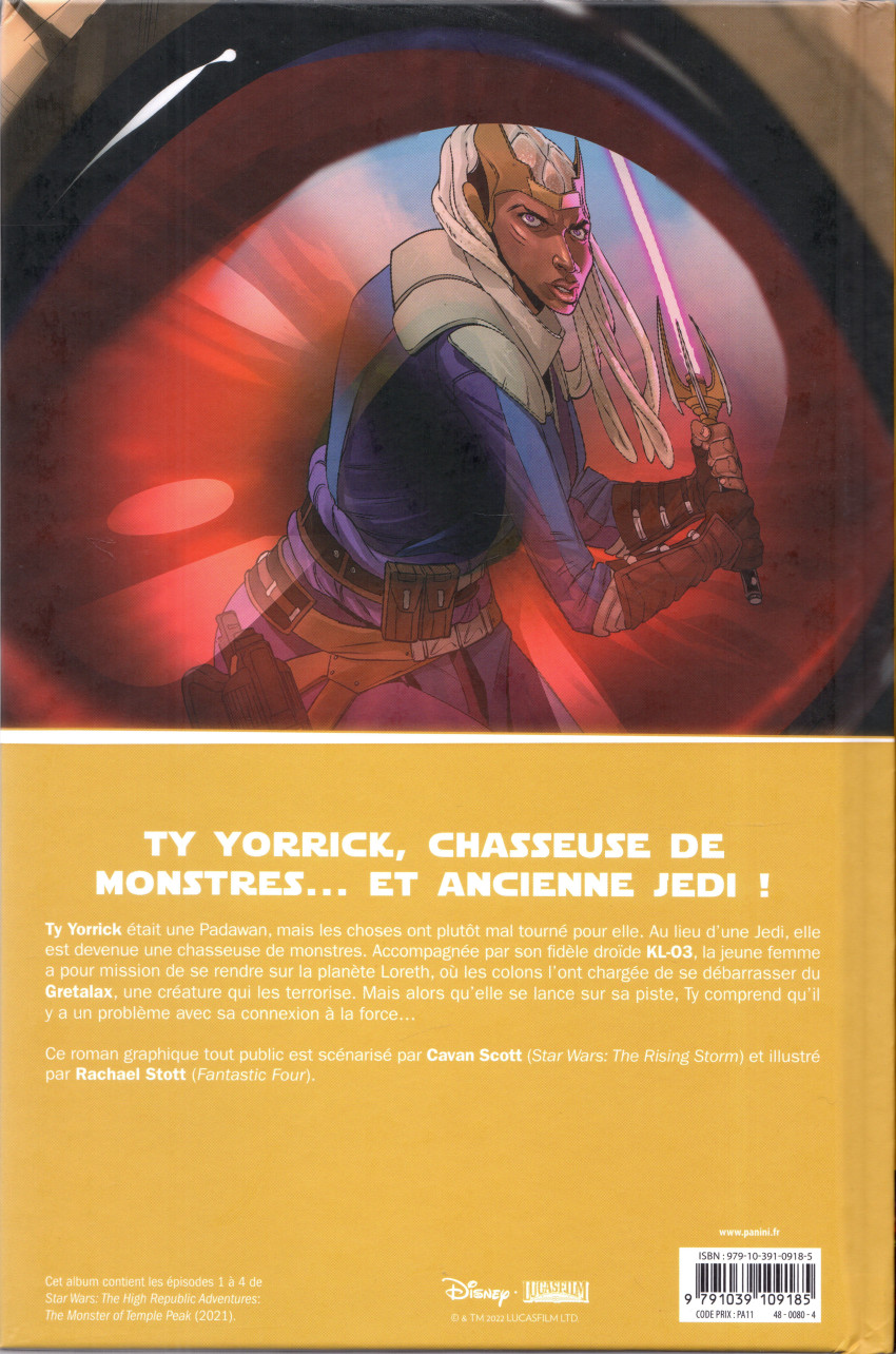 Verso de l'album Star Wars : La Haute République - Les aventures - Le monstre du pic du temple