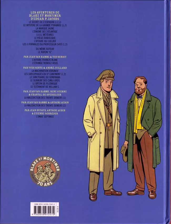 Verso de l'album Blake et Mortimer Tome 24 Le Testament de William S.